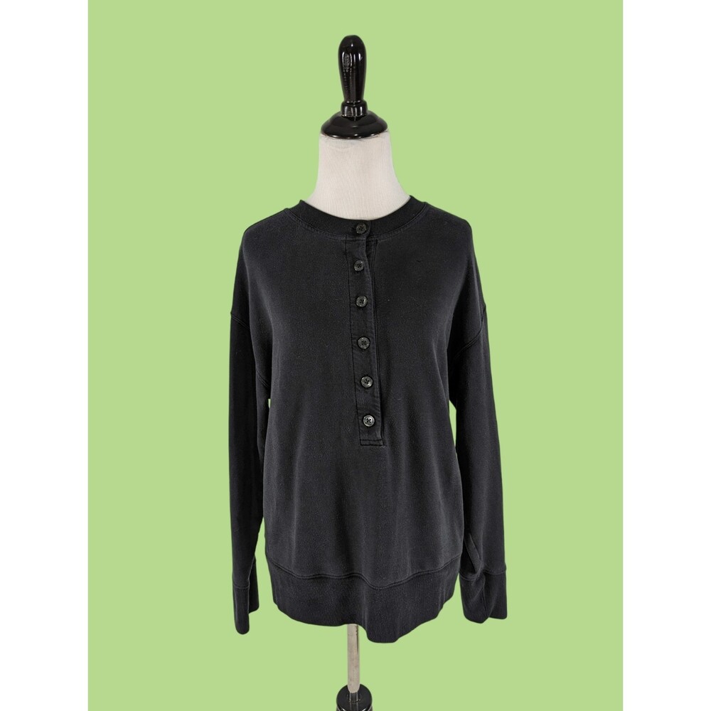 Athleta ‎ Sweatshirt Women's XS Balance Henley Black Top pullover Soft